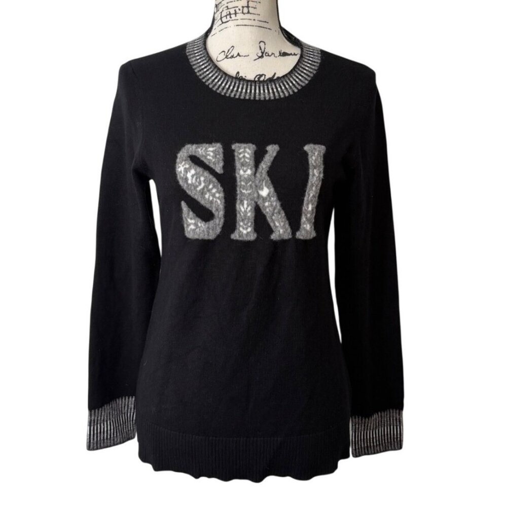 Krimson Klover Poppy Fields Womens Size S Sweater Ski Long Sleeve Black